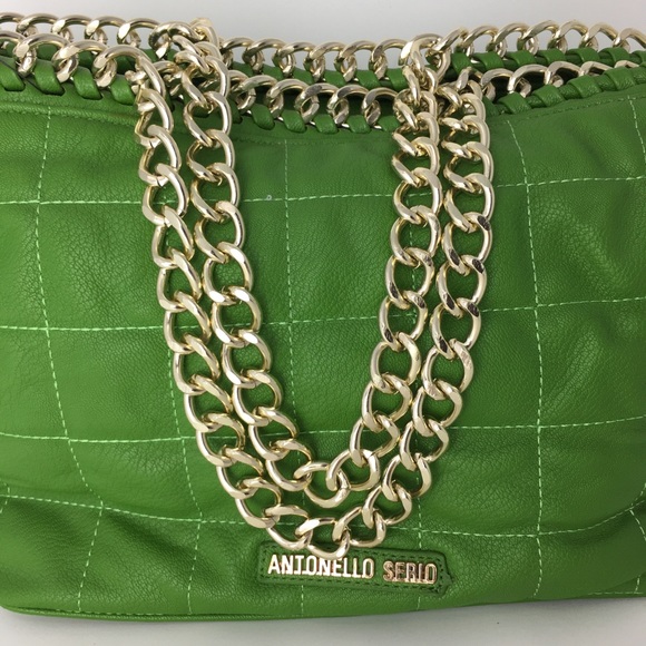 Antonello Serio Bags Antonello Serio Italian Green Leather Purse Chain Poshmark